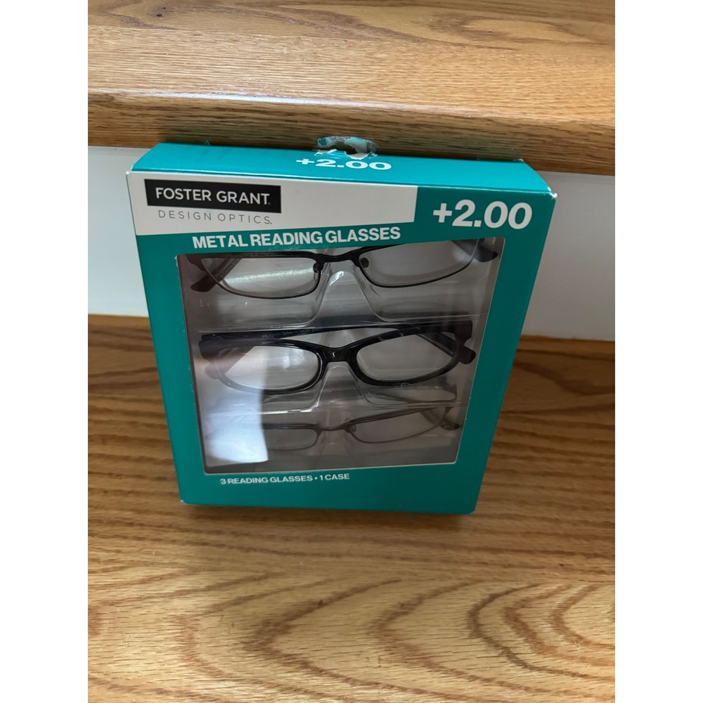Foster Grant Design Optics Metal Reading Glasses (+2.00 Strength) 3-Pack no case